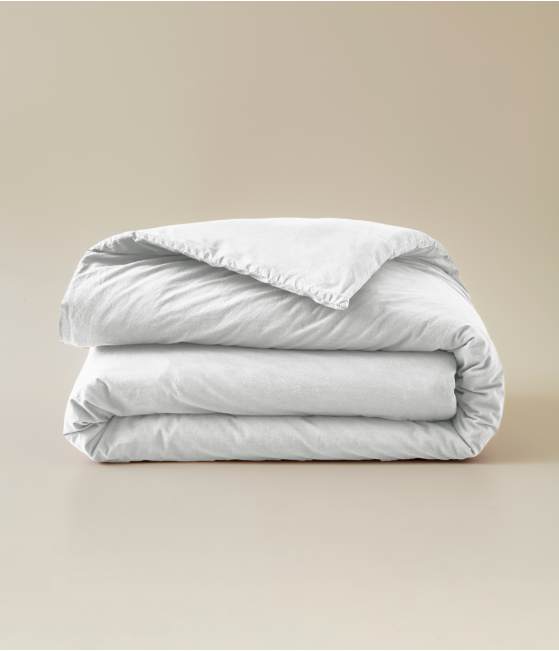 Housse de couette percale lavée Blanc saline