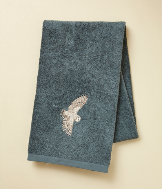 Drap de douche brodé 70x140 L'envol bleu fumé