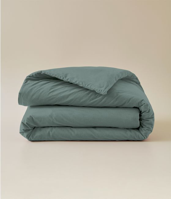 Housse de couette percale lavée Vert sauge