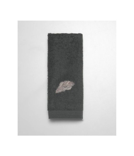 Serviette invité brodée Les délicates gris