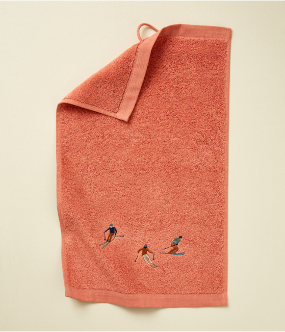 Serviette invité 30x50 fantaisie Après-ski rose thé