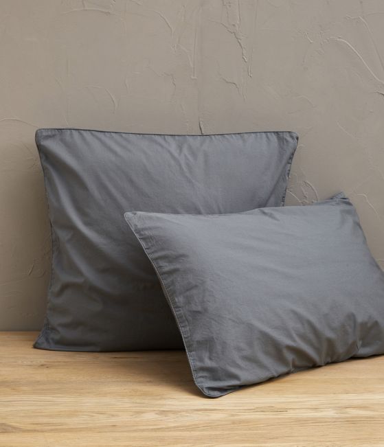 Linge de lit Percale lavée Gris pavé