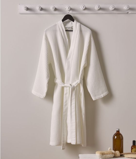 Kimono nid d'abeille Bain de minuit blanc