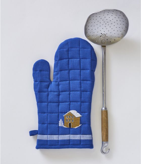 Gant de cuisine gris/bleu à motifs ALPHA : le gant de cuisine à