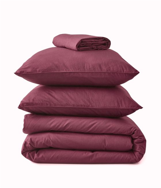 Parure de lit percale lavée Prune