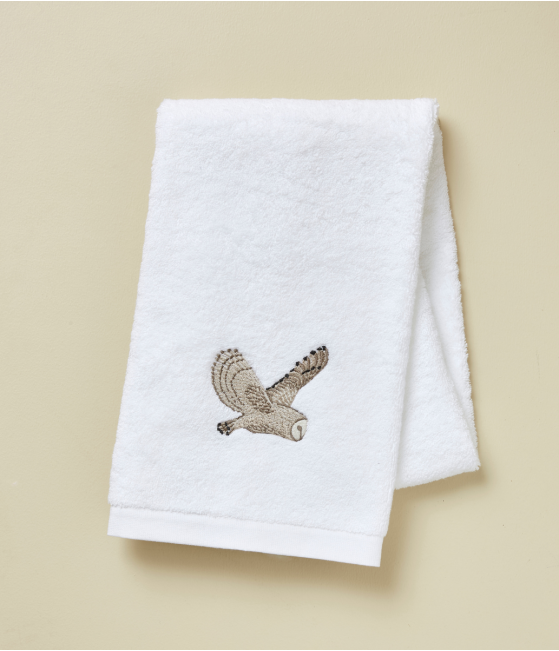 Serviette brodée 50x100 L'envol blanc
