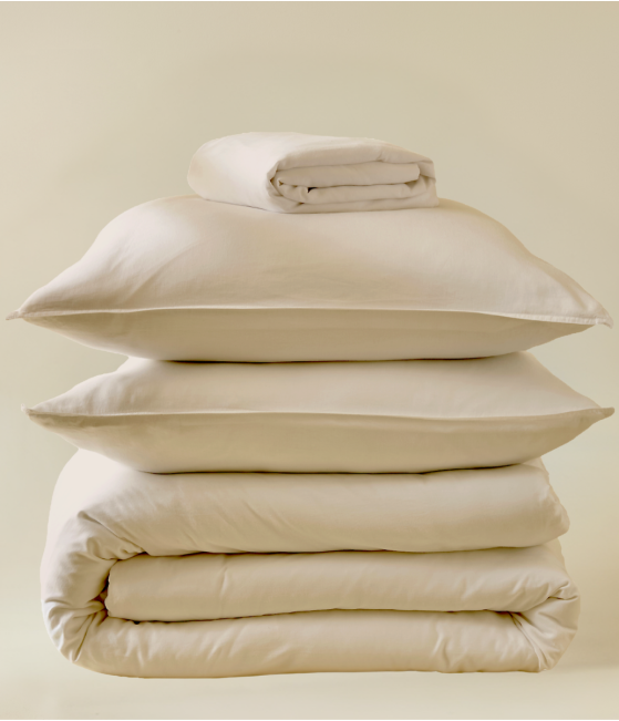 Parure de lit satin de coton lyocell beige pétale