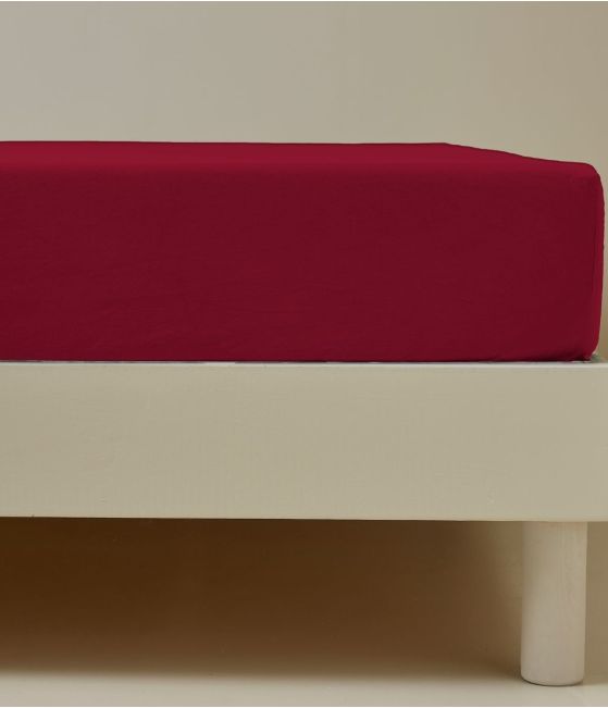 Drap housse coton rouge garance