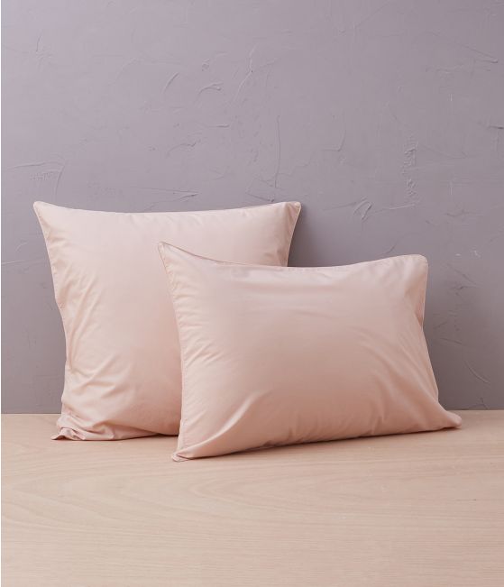 Taie percale lavée Rose nude