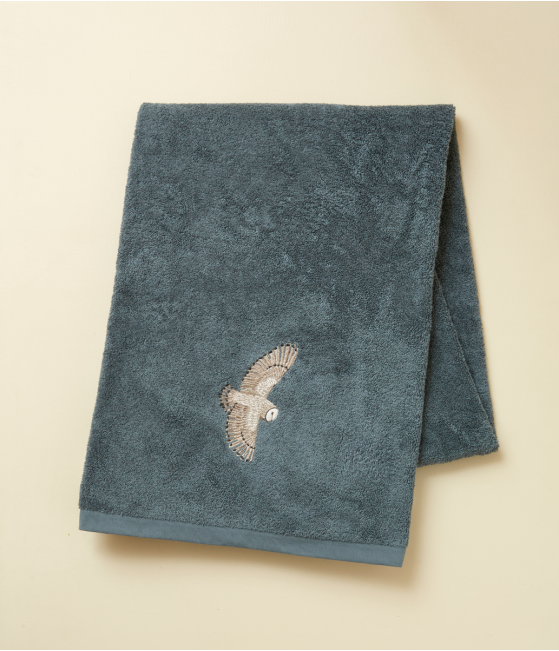 Drap de bain brodé 100x150 L'envol bleu fumé
