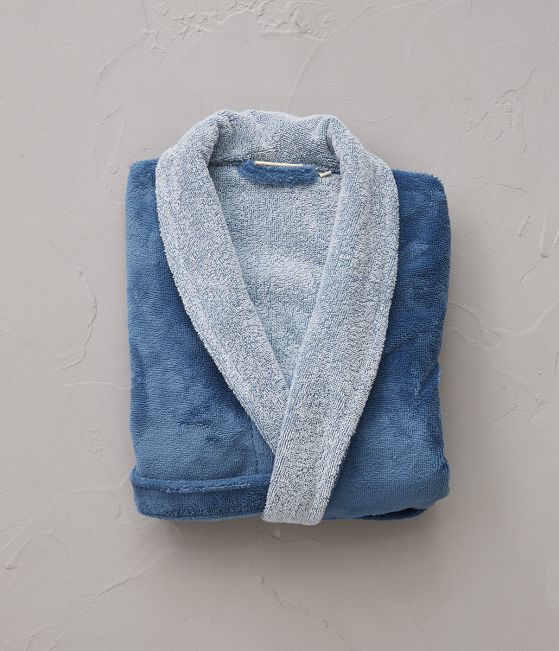 Robe de chambre bi-matière enfant Bleu