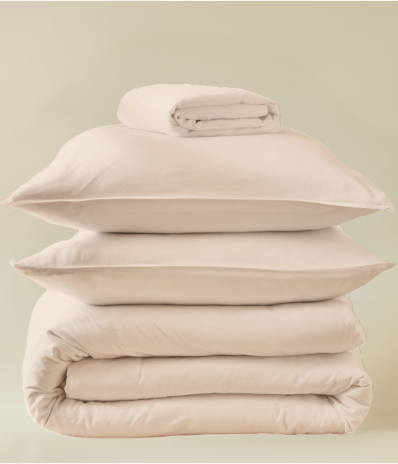 Parure de lit satin de coton Lyocell beige pétale