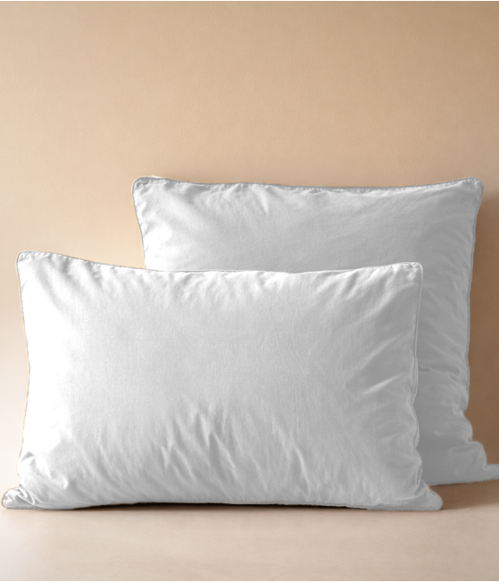 Taie d'oreiller percale lavée Blanc saline