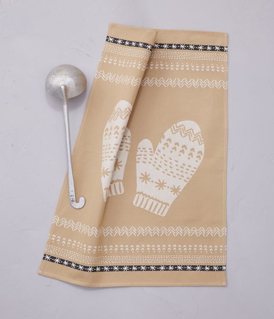Torchon jacquard Moufles jaune miel
