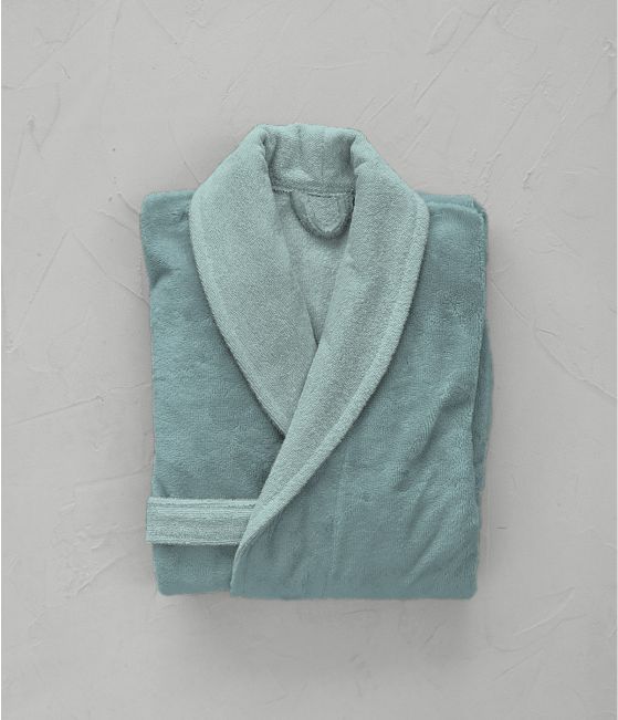 Robe de chambre bi-matière enfant Bleu céladon