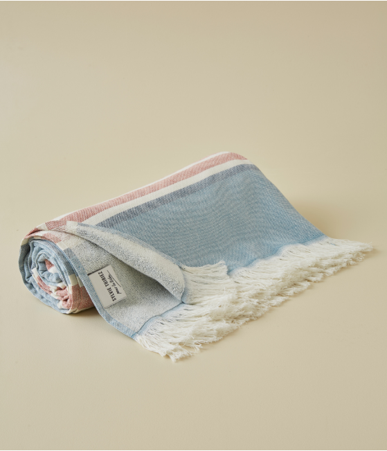 Fouta rayures bleues