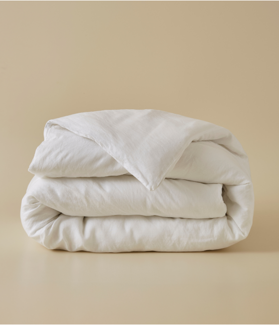 Housse de couette blanche lin lyocell