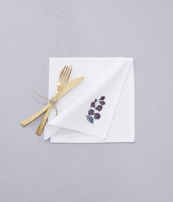 Serviette de table métis Florilège prune