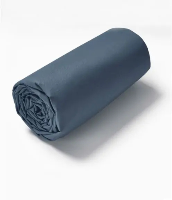 Drap housse coton bleu jean