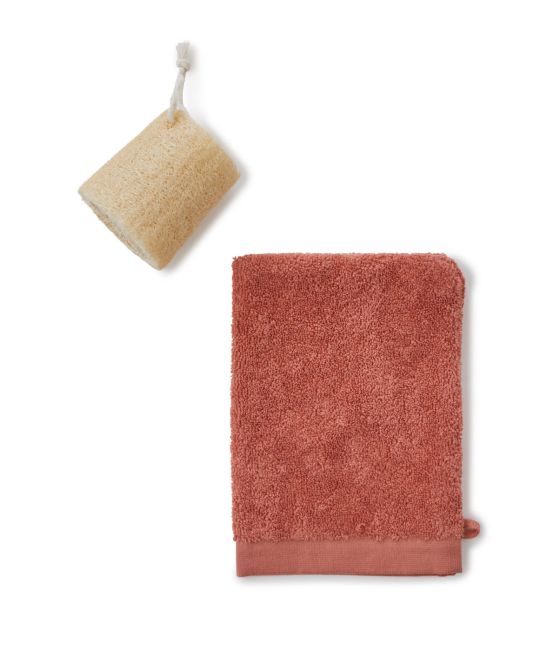 Gant de toilette Trésor nacré rose