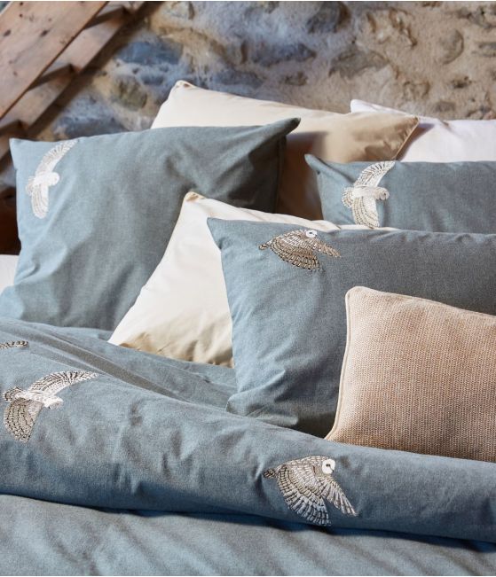Parure de lit brodée en flanelle L'envol