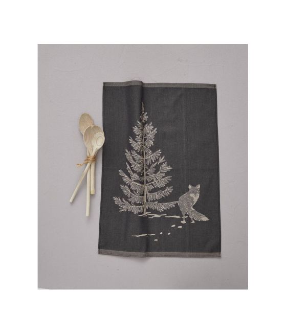 Torchon jacquard Cache cache noir