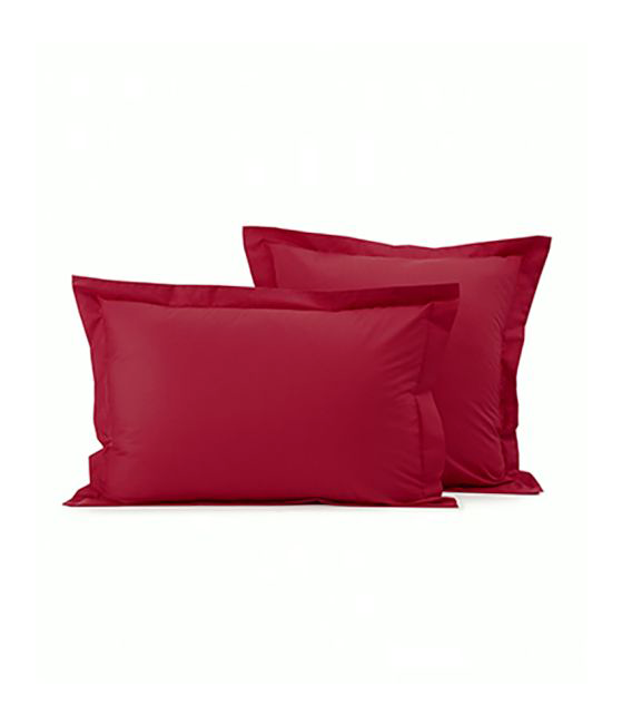 Taie d'oreiller coton rouge garance