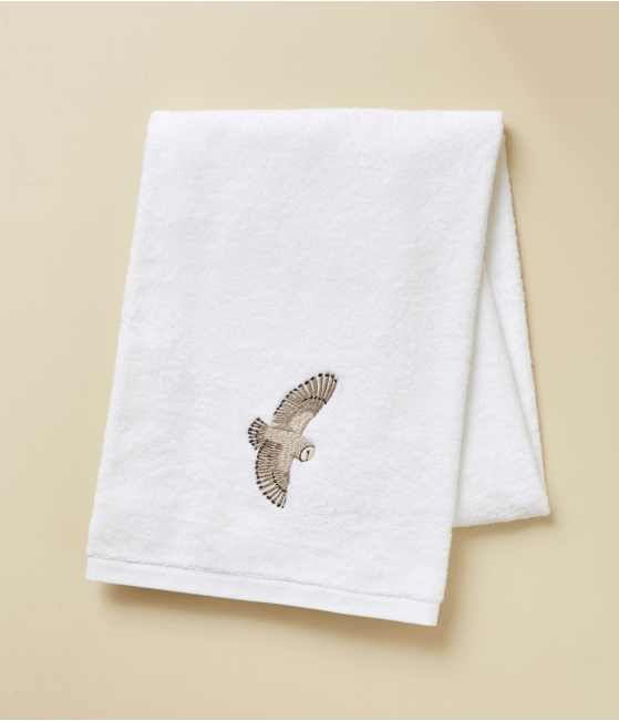 Drap de bain brodé 100x150 L'envol blanc