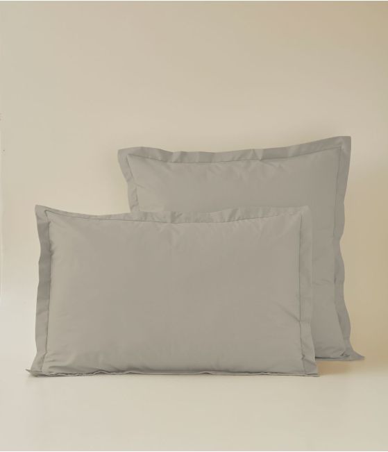 Taie d'oreiller percale marron terre battue