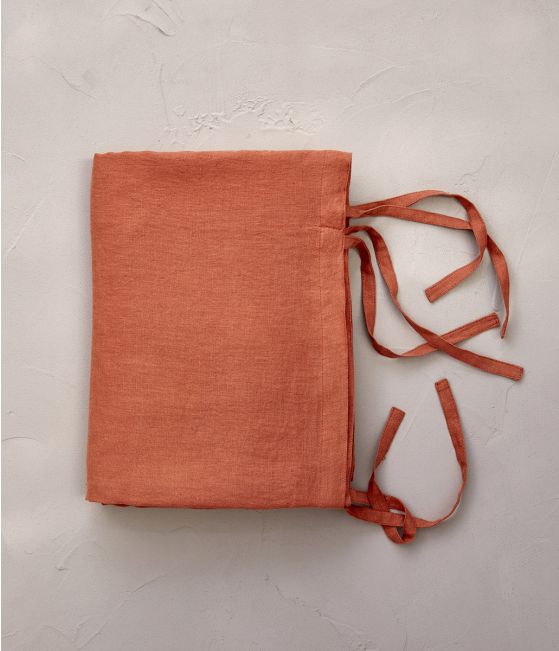 Housse de couette lin stone washed orange terracotta