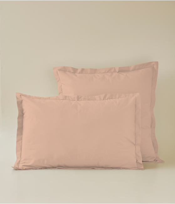 Taie d'oreiller percale Rose pêche