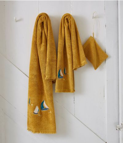 Parure de bain brodée Au large miel