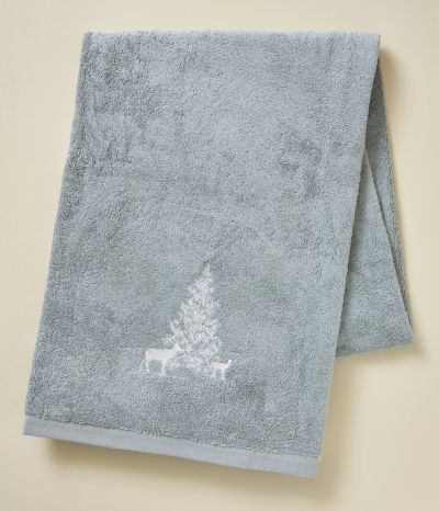 Bath sheet Trésor de la forêt gris perle