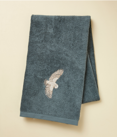 Drap de douche brodé 70x140 L'envol bleu fumé