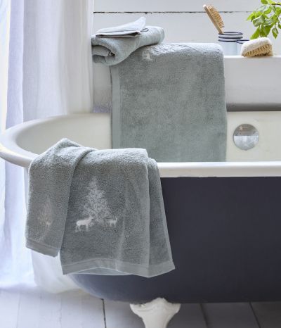 Set of bath linen Trésor des forêts Gris perle