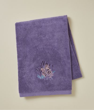 Drap de bain brodé 100x150 Océan violet