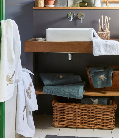 Parure de bain brodée L'envol blanc