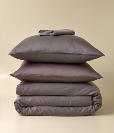 Parure de lit satin de coton & lyocell TENCEL™ Noisette