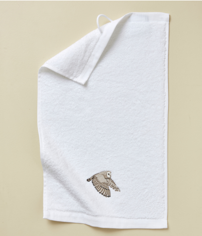 Serviette invité brodé 30x50 L'envol blanc