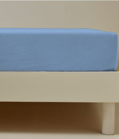 Drap housse coton bleu belle île