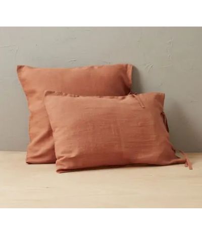 Parure de lit lin orange terracotta