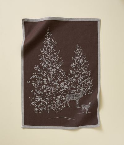 Jacquard Tea towel Trésor des forêts marron