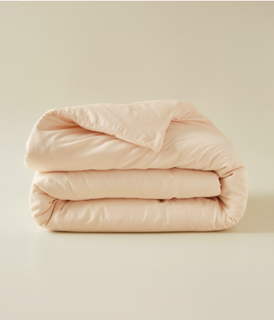 Housse de couette satin de coton Lyocell beige pétale