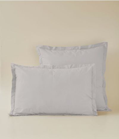 Taie d'oreiller coton gris calcium
