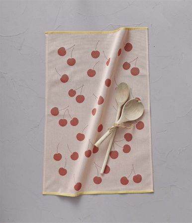 Torchon jacquard Cherries cerises