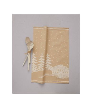 Torchon jacquard Chalets naturel