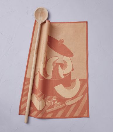 Torchon jacquard Marmite orange