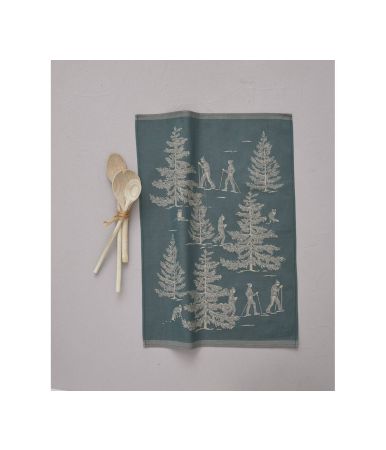 Torchon jacquard Cache cache vert
