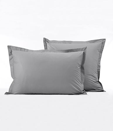 Taie d'oreiller percale gris galet