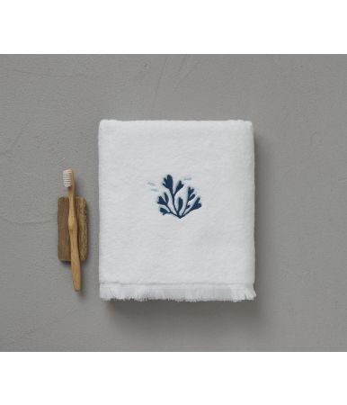 Serviette fantaisie Contre courants blanc 50x100cm